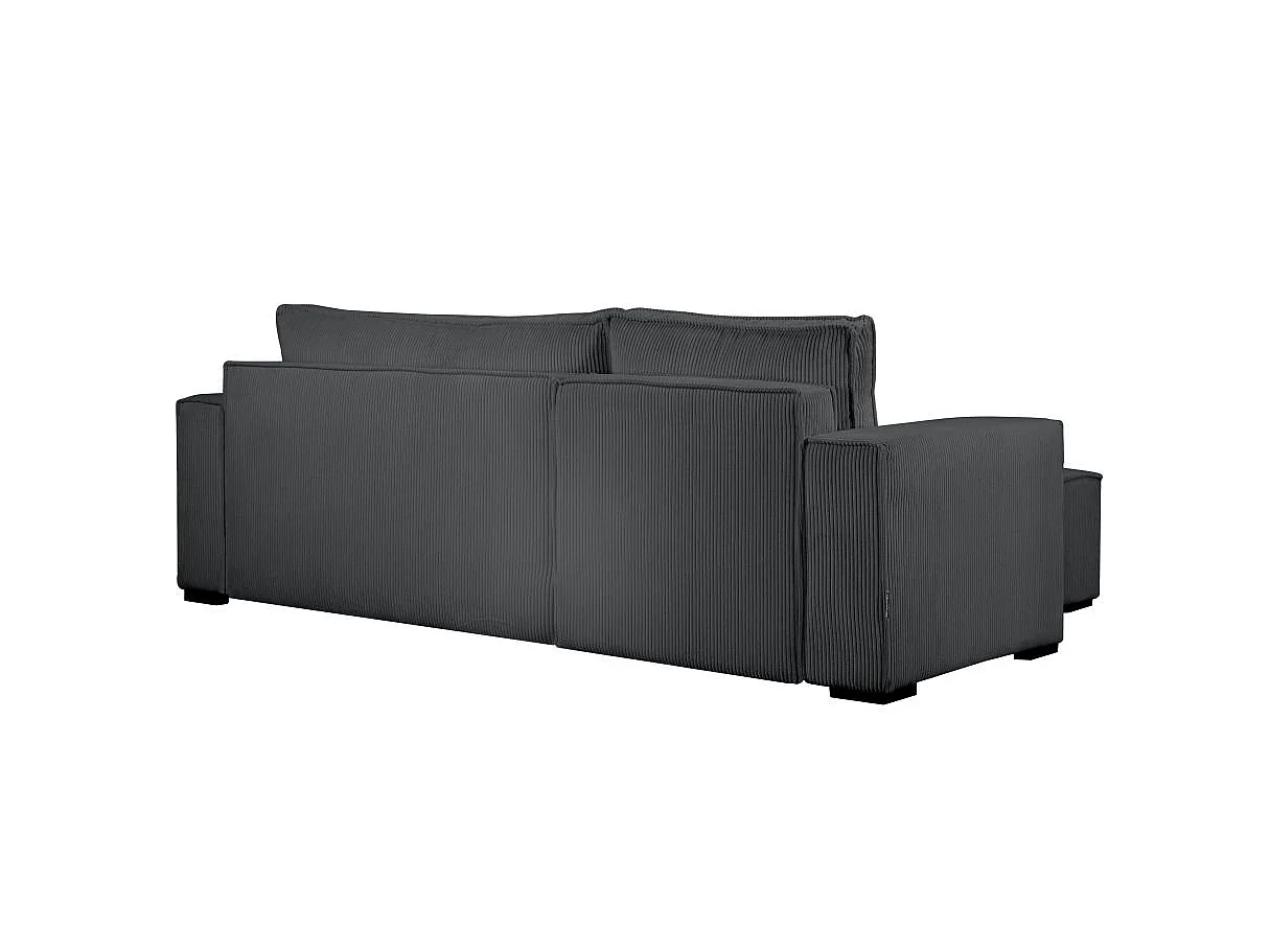 Canapé d'angle 3 places convertible réversible Clarence en velours côtelé - Gris anthracite - L248 x P161 x H90cm - Loungitude