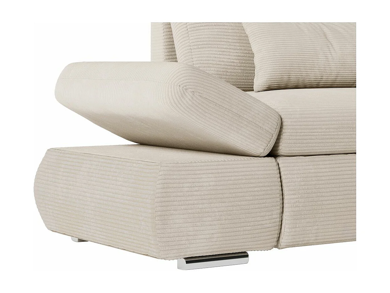 Canapé d'angle 4 places réversible Sebastian convertible avec coffre en velours côtelé - Beige - L267 x P200 x H90cm - Loungitude