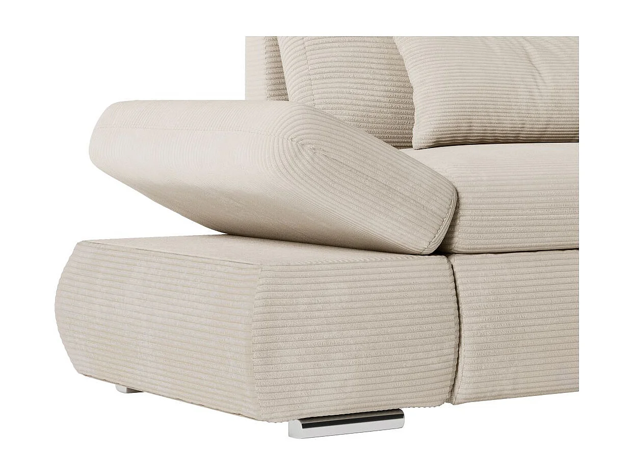 Canapé d'angle 4 places réversible Sebastian convertible avec coffre en velours côtelé - Beige - L267 x P200 x H90cm - Loungitude