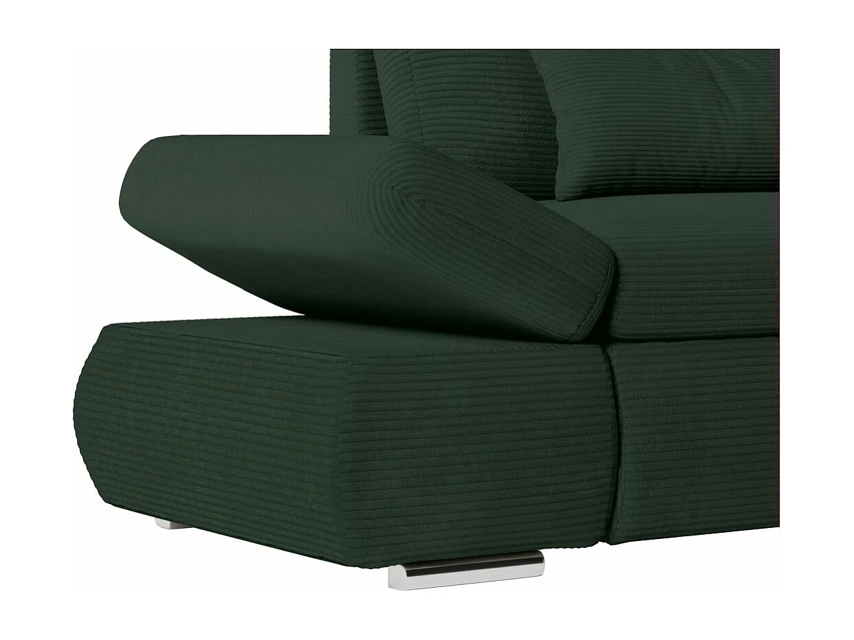Canapé d'angle 4 places réversible Sebastian convertible avec coffre en velours côtelé - Vert foncé - L267 x P200 x H90cm - Loungitude
