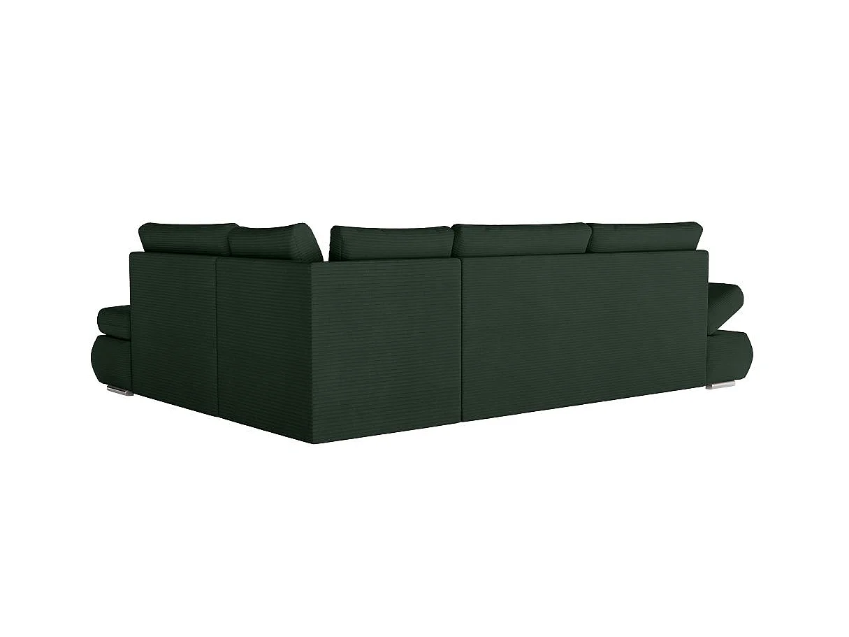 Canapé d'angle convertible 4 places en velours côtelé vert foncé