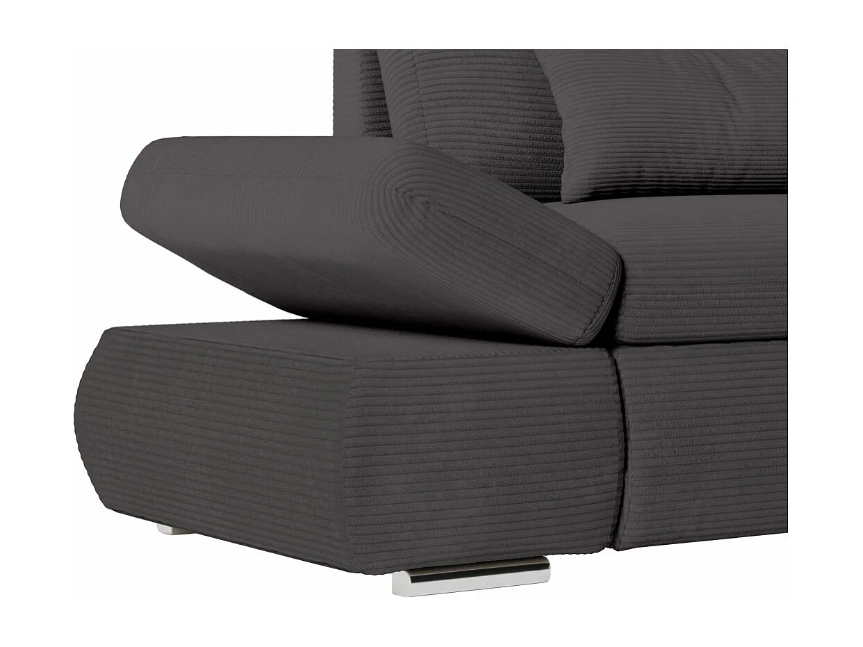 Canapé d'angle 4 places réversible Sebastian convertible avec coffre en velours côtelé - Gris anthracite - L267 x P200 x H90cm - Loungitude