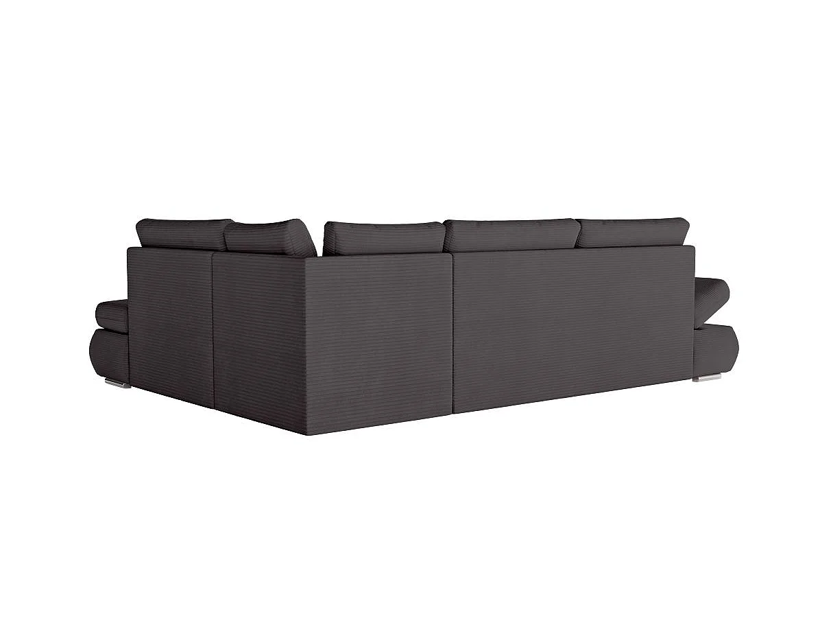 Canapé d'angle convertible 4 places en velours gris anthracite
