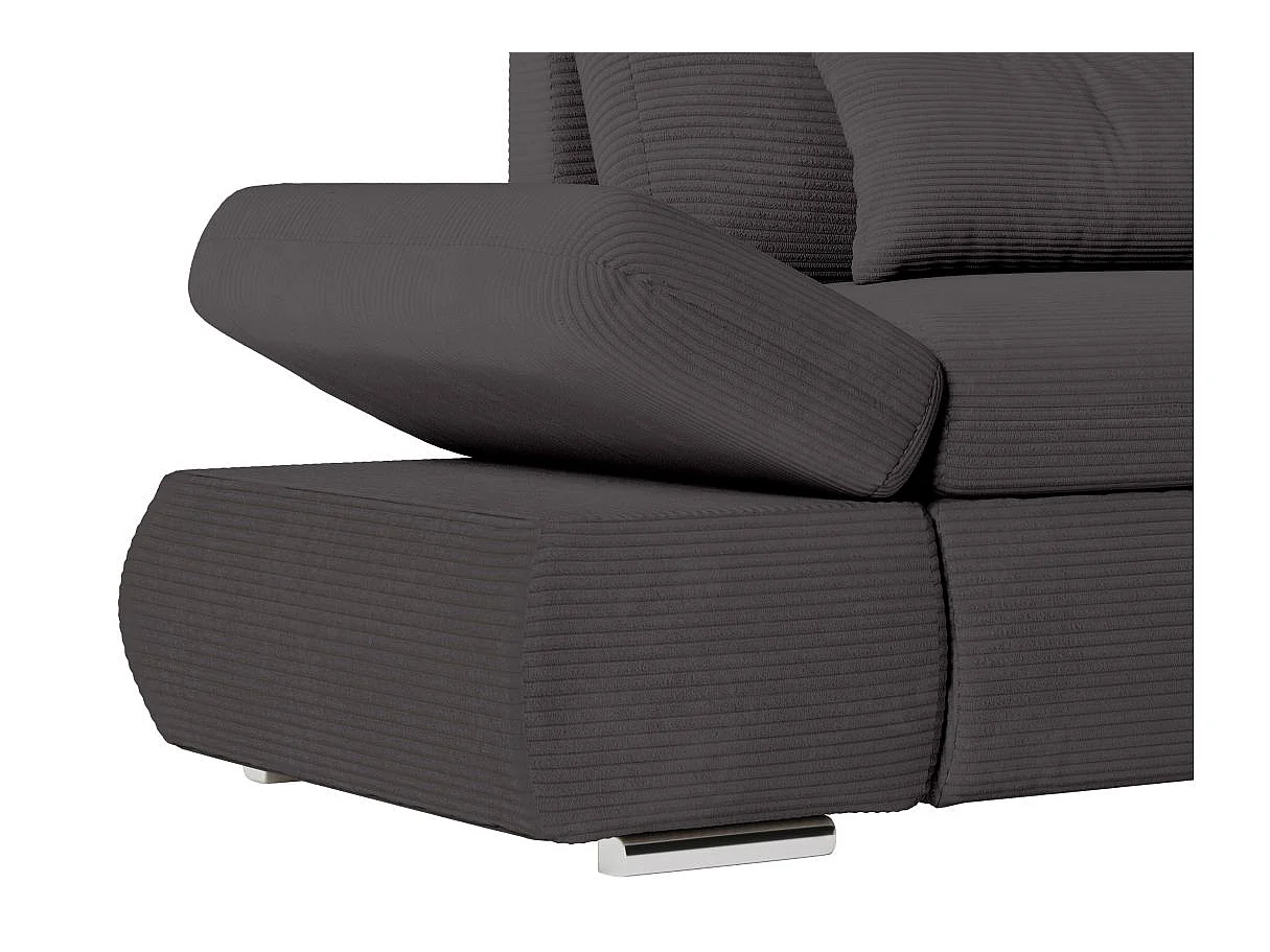 Canapé d'angle convertible 4 places en velours gris anthracite