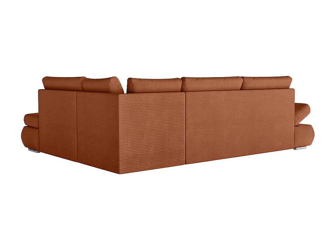 Canapé d'angle 4 places réversible Sebastian convertible avec coffre en velours côtelé - Terracotta - L267 x P200 x H90cm - Loungitude