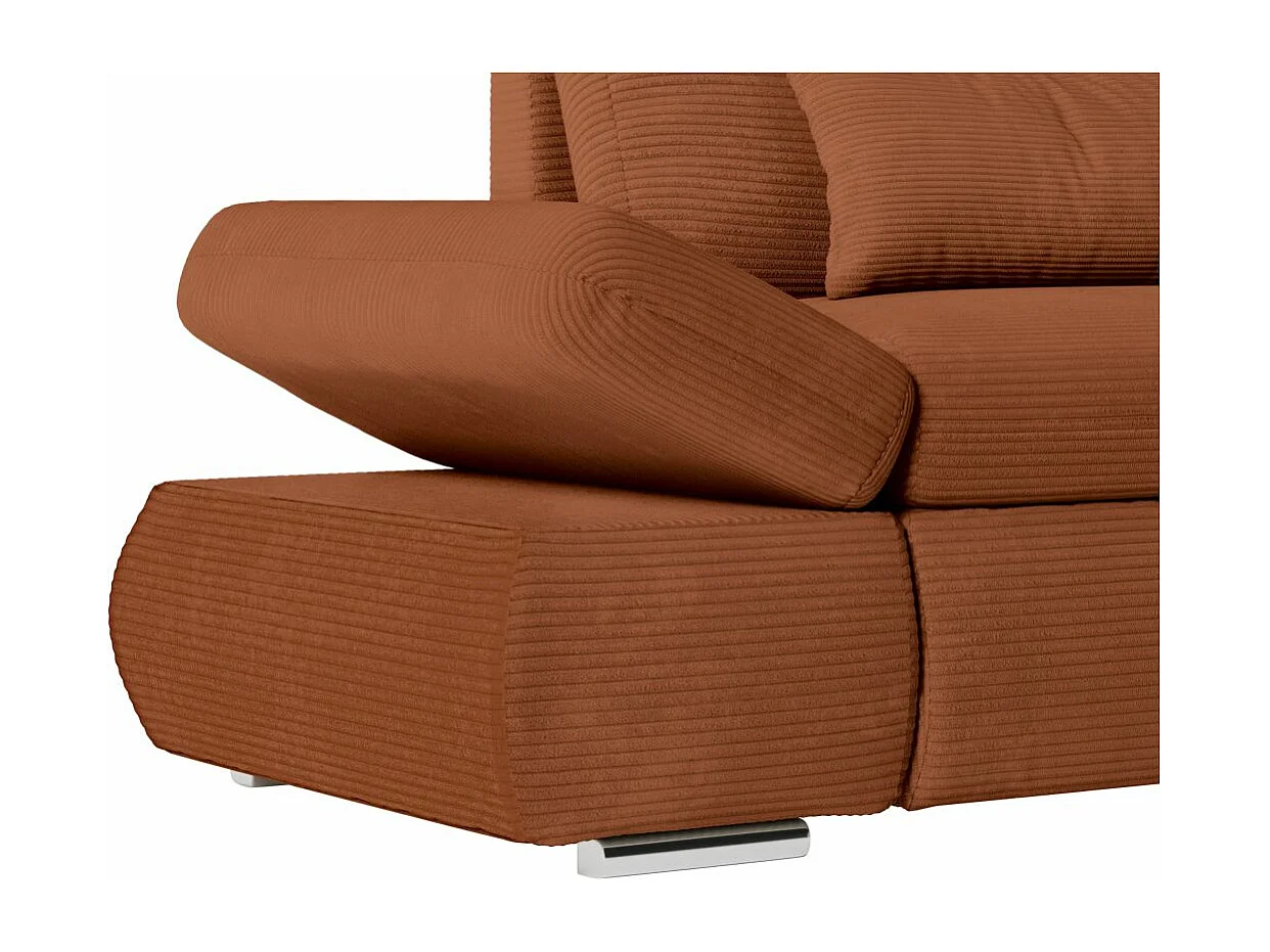 Canapé d'angle 4 places réversible Sebastian convertible avec coffre en velours côtelé - Terracotta - L267 x P200 x H90cm - Loungitude
