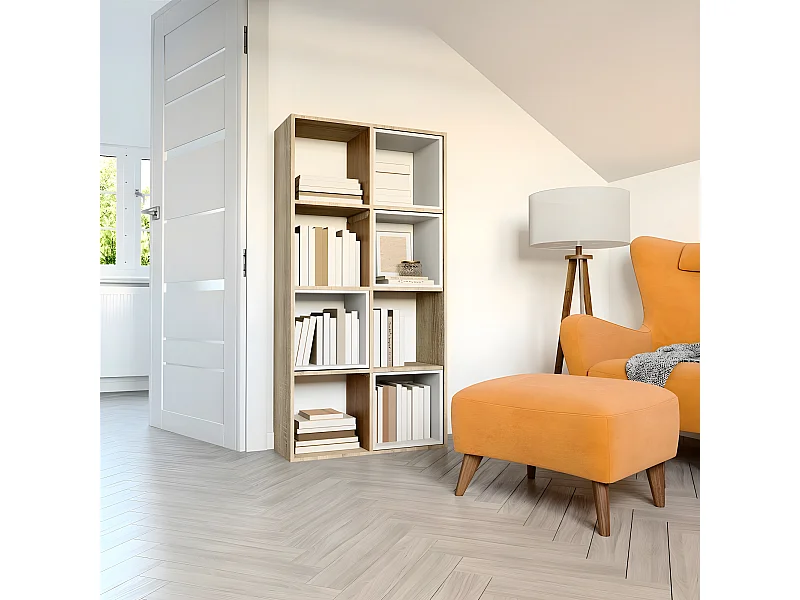 MARION - Scaffale modulare a 8 cubi - Libreria a 8 scomparti - 147x30x75 cm - Mobili contenitori