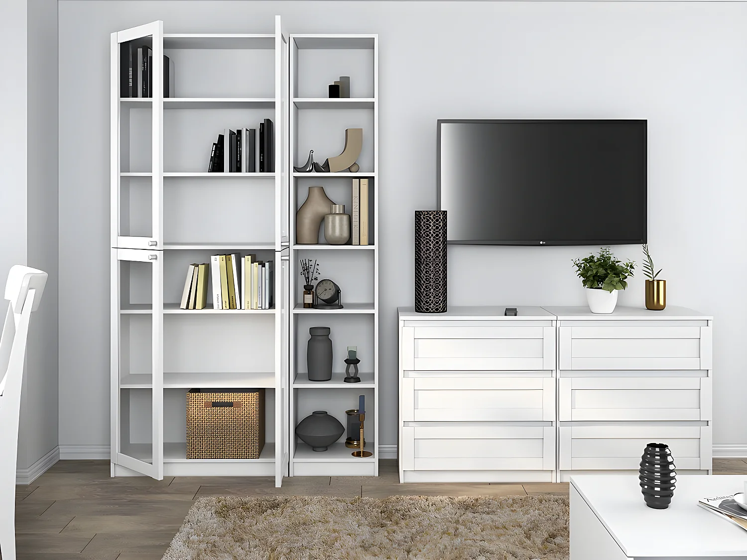 PERRY - Bibliothèque style minimaliste - 6 étagères - 40x29x200 cm - Meuble de rangement