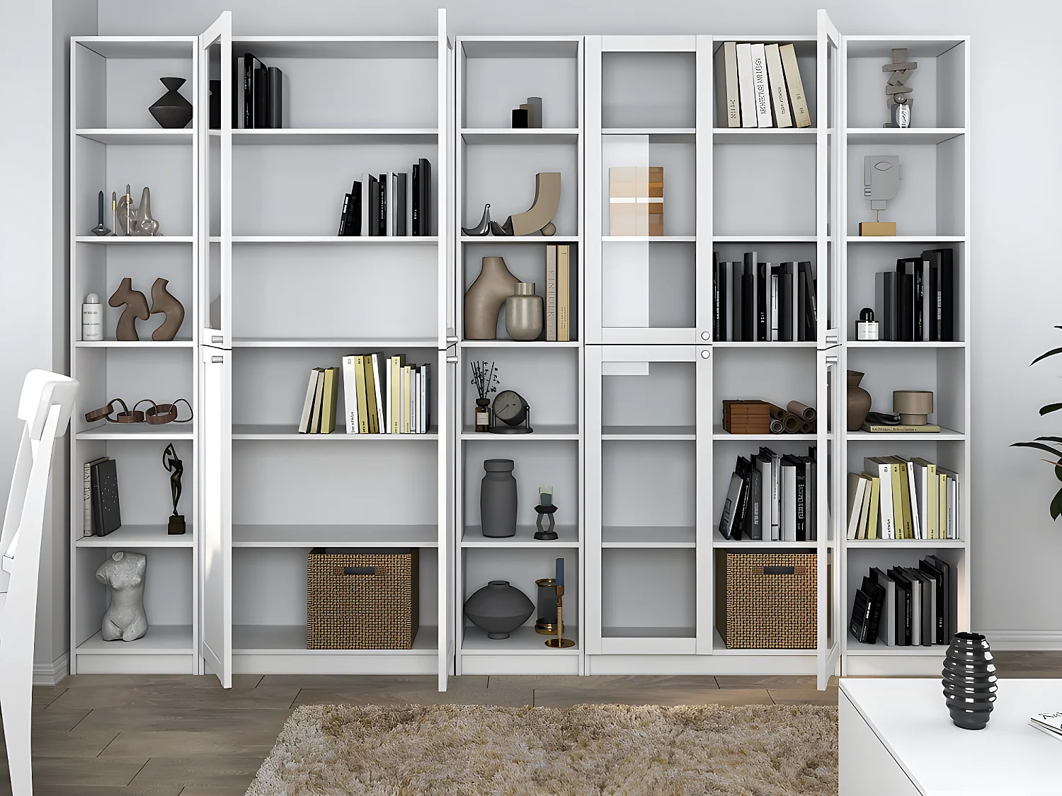 PERRY - Bibliothèque style minimaliste - 6 étagères - 40x29x200 cm - Meuble de rangement