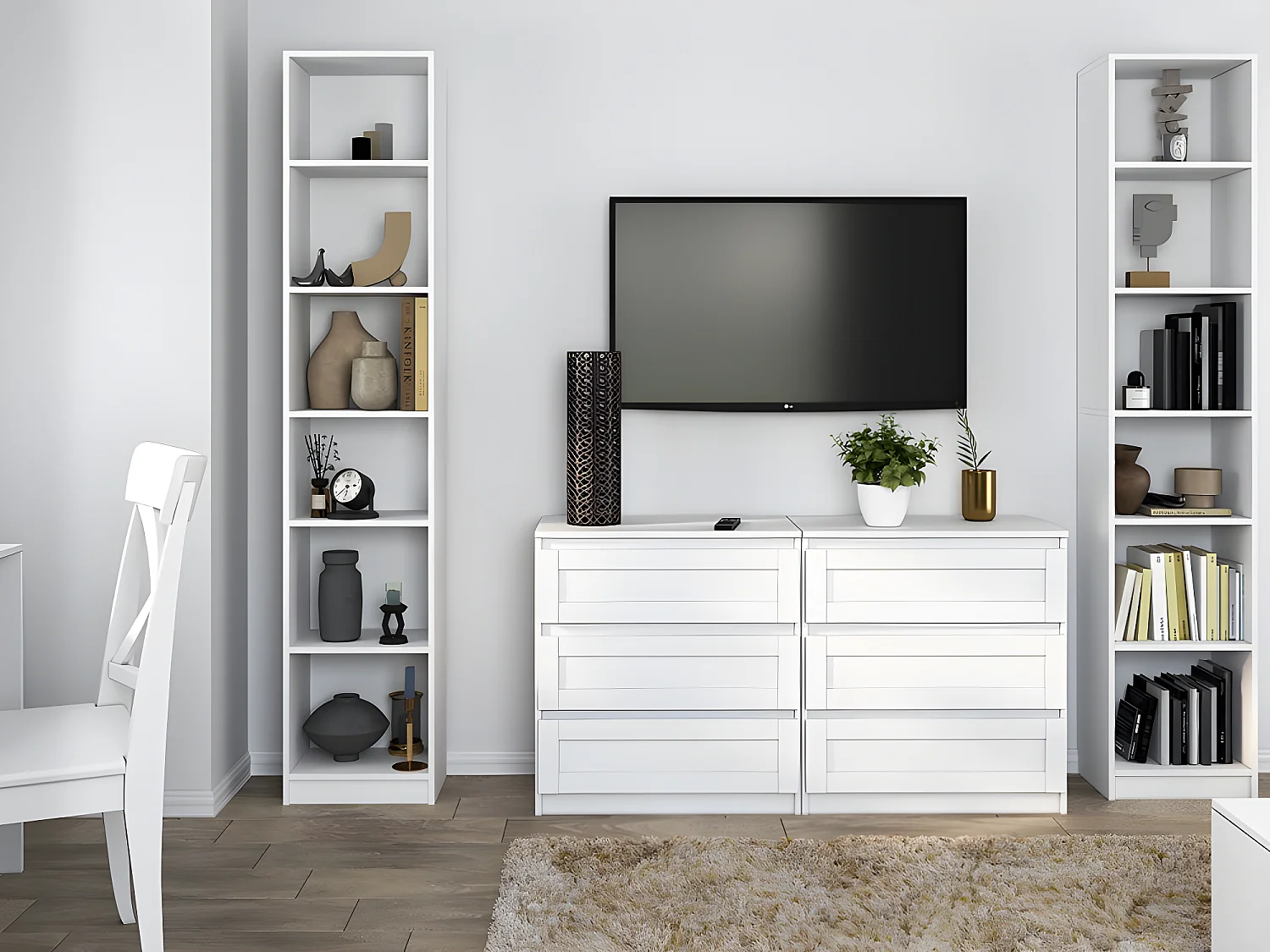 PERRY - Libreria minimalista - 6 ripiani - 40x29x200 cm - Mobile contenitore