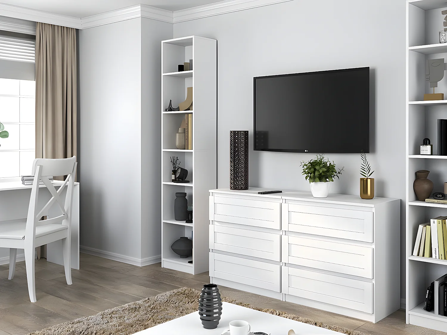 PERRY - Libreria minimalista - 6 ripiani - 40x29x200 cm - Mobile contenitore