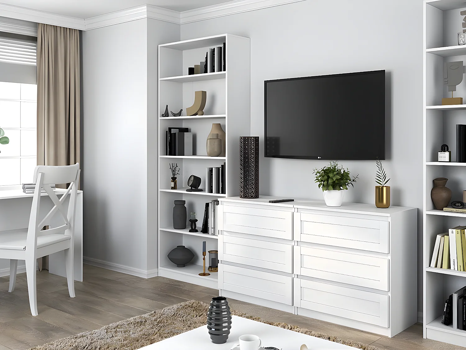 PERRY - Librería minimalista - 6 estantes - 80,5x29x200 cm - Mueble de almacenaje