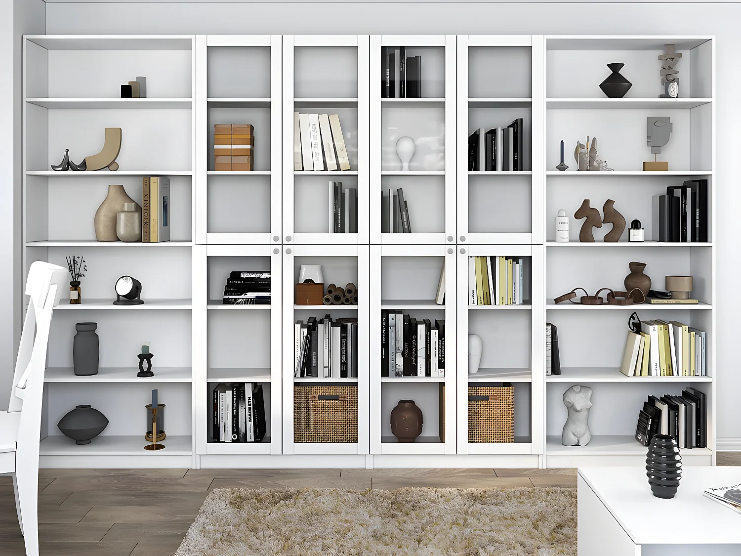 PERRY - Librería minimalista - 6 estantes - 80,5x29x200 cm - Mueble de almacenaje