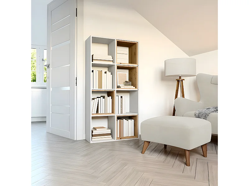 MARION - Scaffale modulare a 8 cubi - Libreria a 8 scomparti - 147x30x75 cm - Mobili contenitori