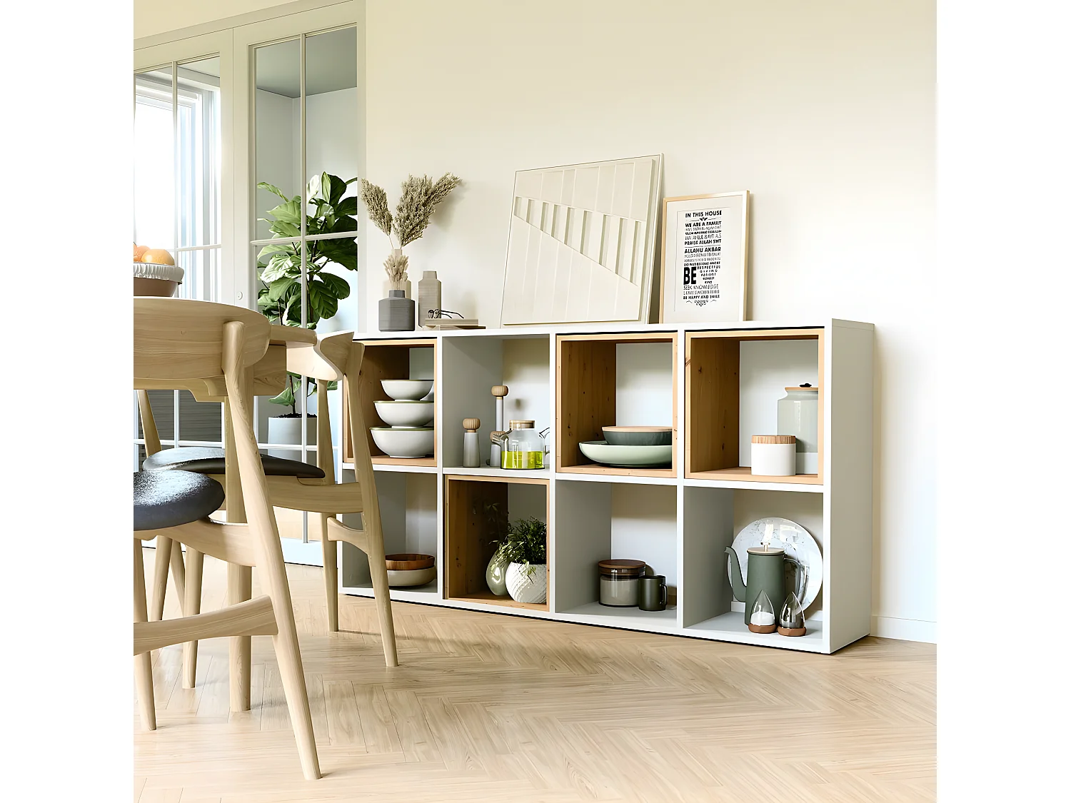 MARION - Étagère modulable 8 cubes - Bibliothèque 8 cases - 147x30x75 cm - Meuble de rangement