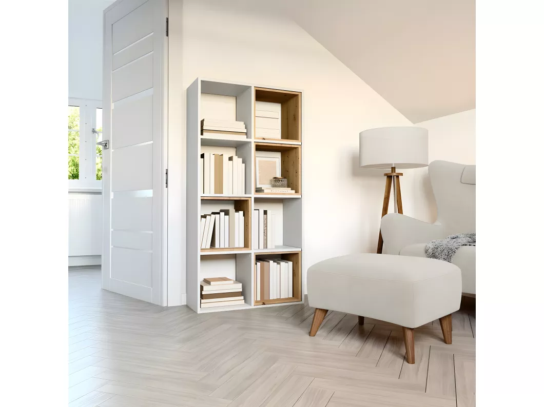 Kauf Unique CDF Malax 2x4 Bücherregal | Farbe: weiß | Schrank, Sockel für Wohnzimmer, Büro und Arbeitszimmer | Regal für Bücher und Spielzeug | Modern | Ideal für Kinderzimmer, Teenager, Jugendzimmer