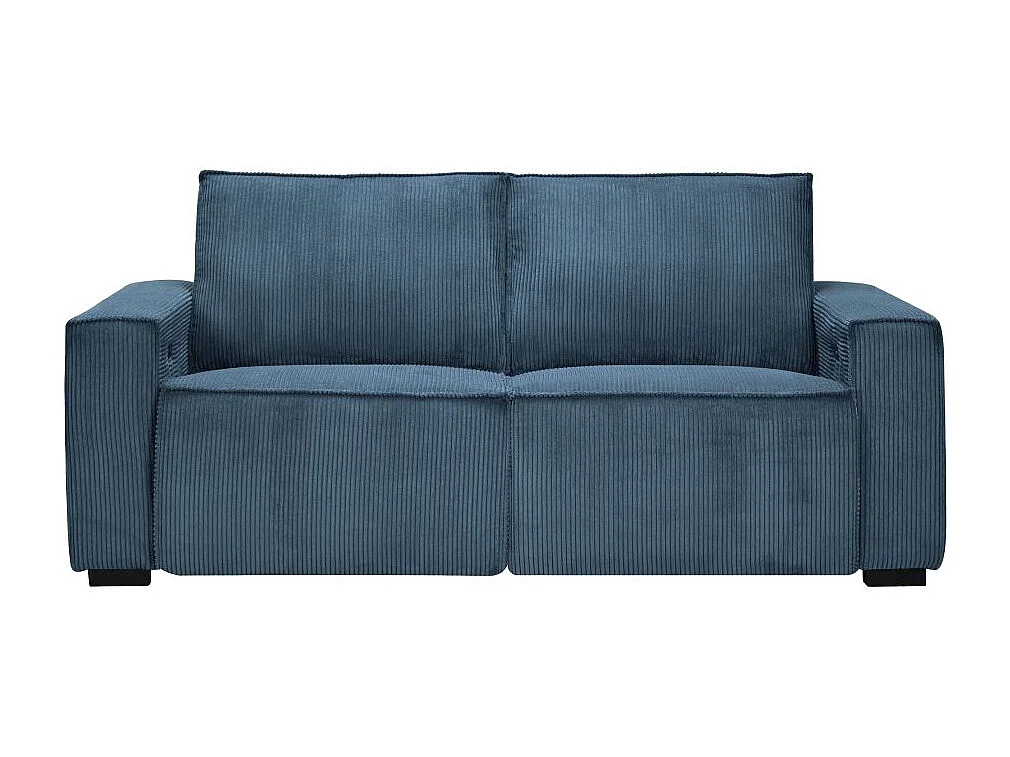 Canapé de relaxation électrique Charline 3 places en velours côtelé - Bleu foncé - L208 x P97 x H92cm - Loungitude