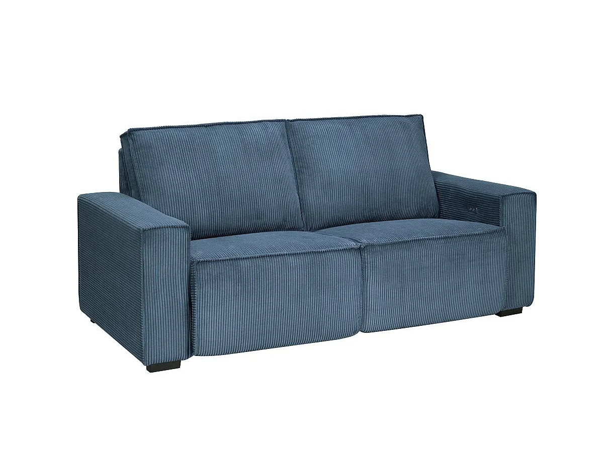 Canapé relax 3 places en velours côtelé bleu nuit CHARLINE 208x97x92 cm