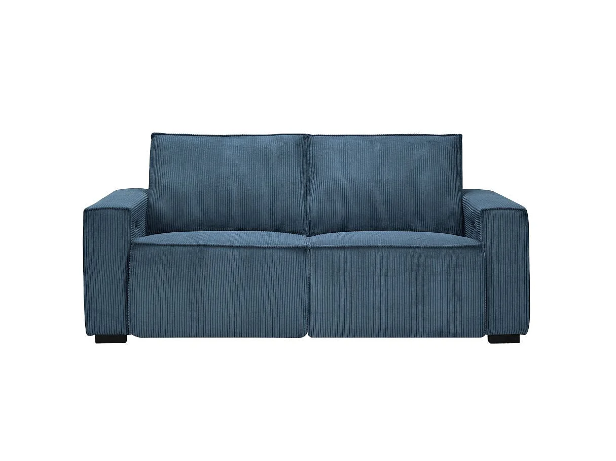Canapé relax 3 places en velours côtelé bleu nuit CHARLINE 208x97x92 cm