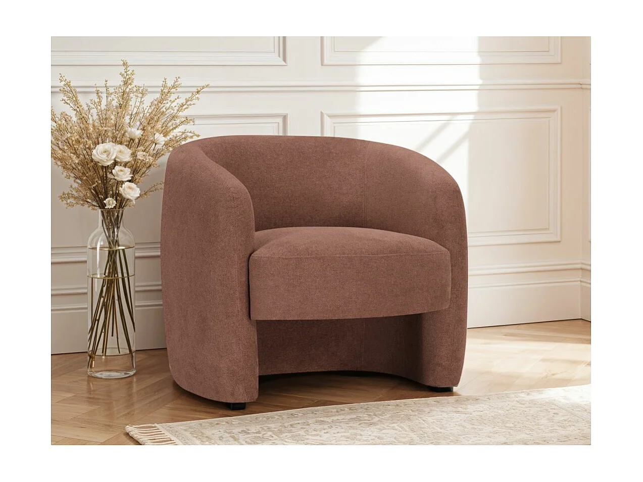 Fauteuil Louison en tissu - Terracotta - L87 x 77 x 75cm - Loungitude