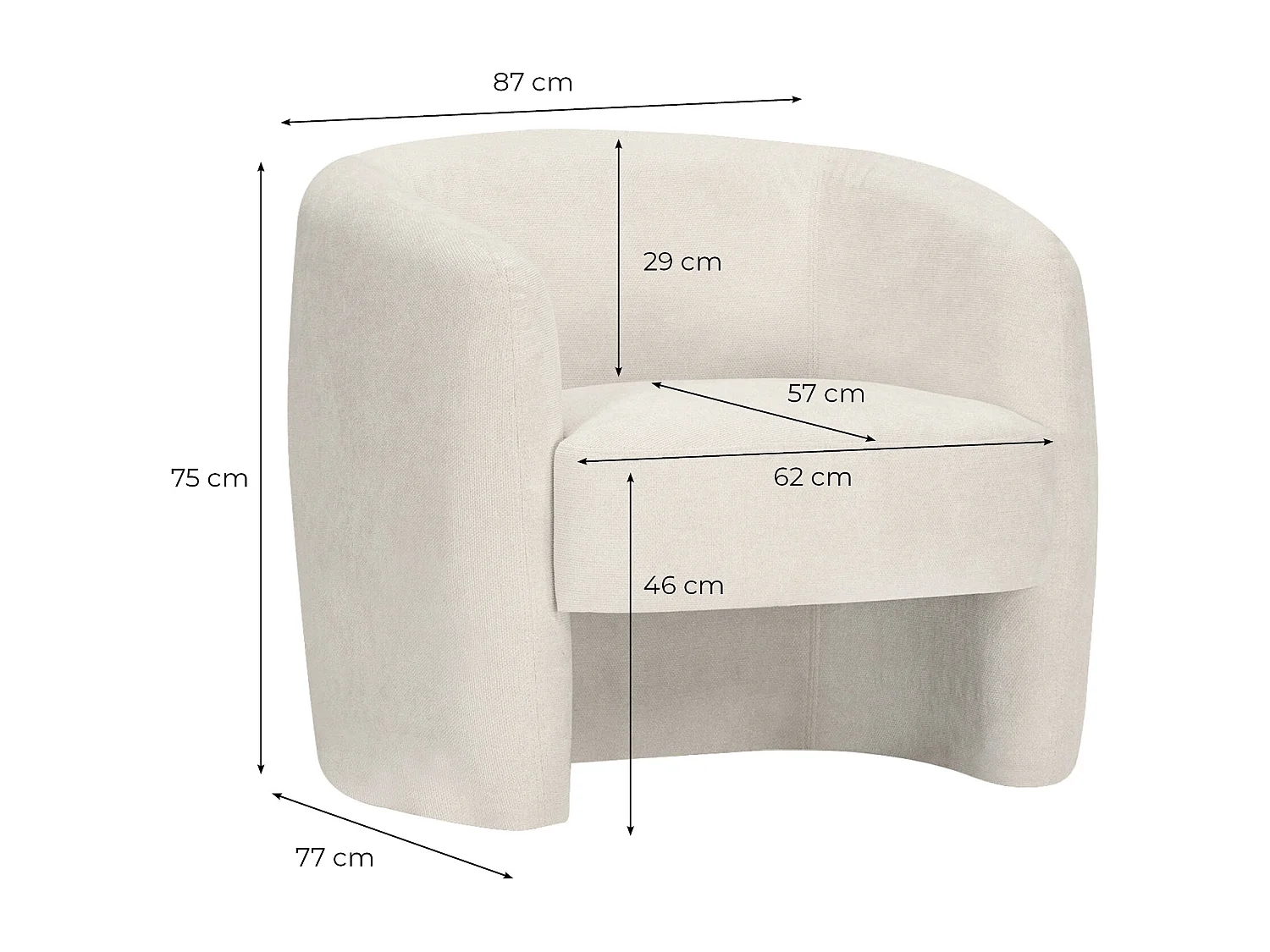 Fauteuil Louison'en tissu - Terracotta - L87 x 77 x 75cm - Loungitude