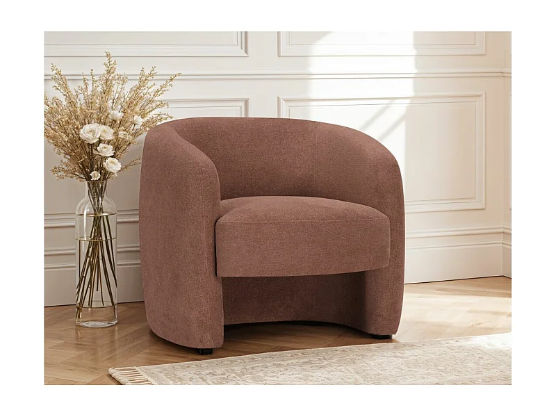Fauteuil Louison'en tissu - Terracotta - L87 x 77 x 75cm - Loungitude