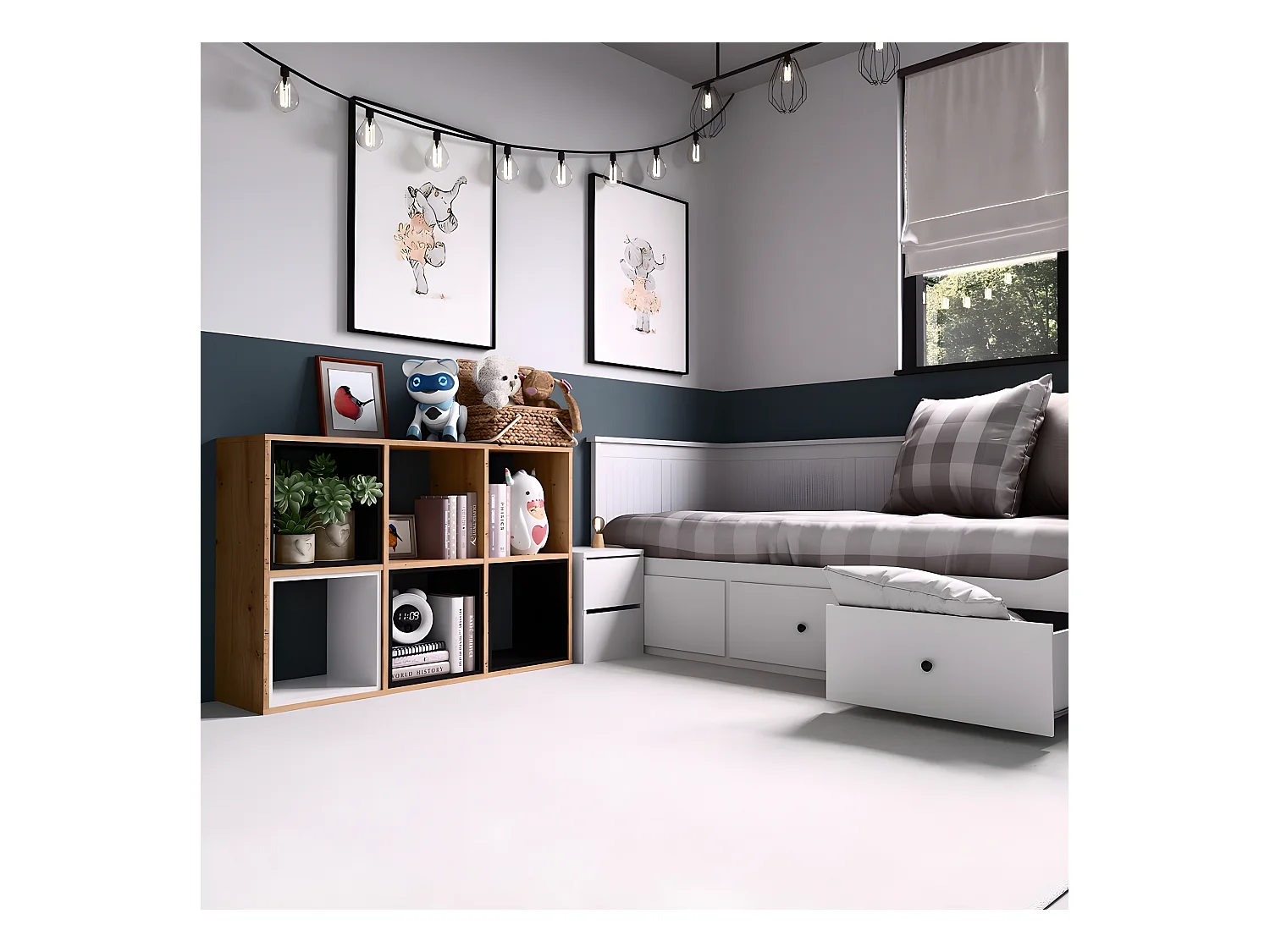 MARION - Étagère modulable 6 cubes - Bibliothèque 6 cases - 110x30x75 cm - Meuble de rangement