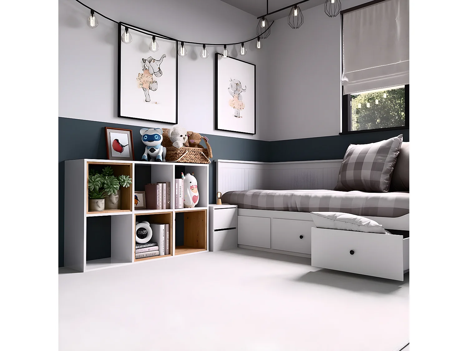 MARION - Scaffale modulare a 6 cubi - Libreria a 6 scomparti - 110x30x75 cm - Mobile contenitore