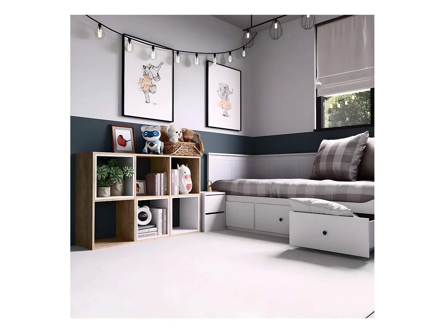 MARION - Étagère modulable 6 cubes - Bibliothèque 6 cases - 110x30x75 cm - Meuble de rangement