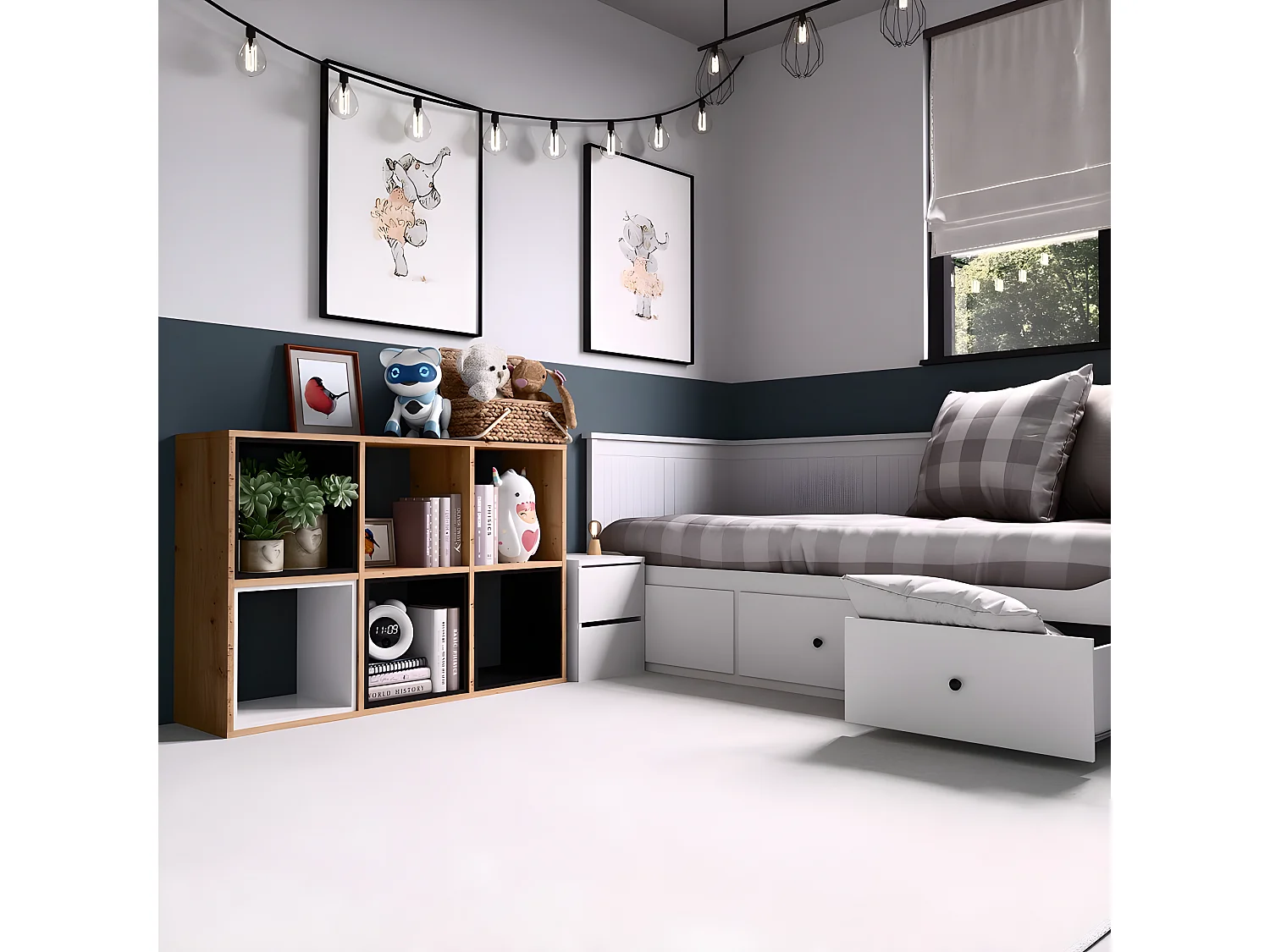 MARION - Scaffale modulare a 6 cubi - Libreria a 6 scomparti - 110x30x75 cm - Mobile contenitore