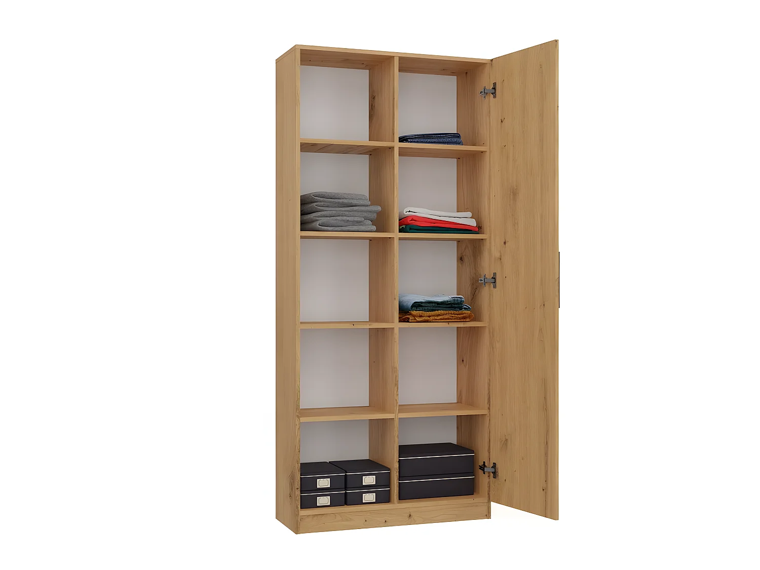 VILLME - Librería de diseño minimalista - 1 puerta + 10 estantes - 80x30x182 cm - Mueble de almacenaje