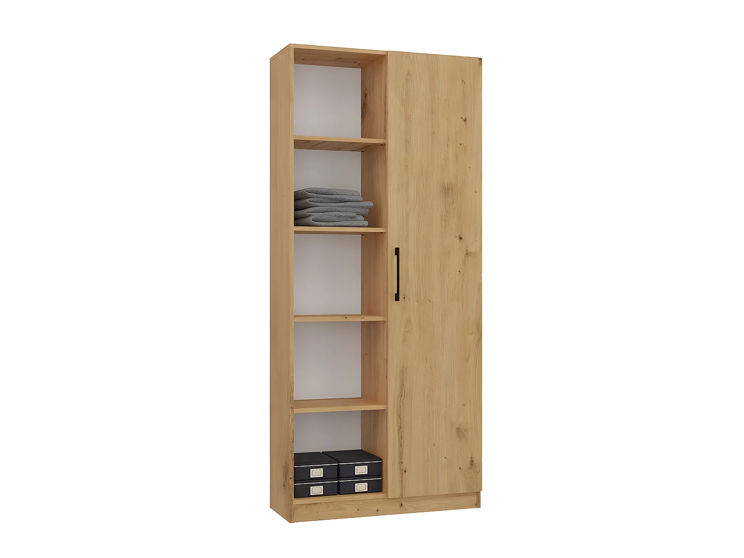 VILLME - Librería de diseño minimalista - 1 puerta + 10 estantes - 80x30x182 cm - Mueble de almacenaje