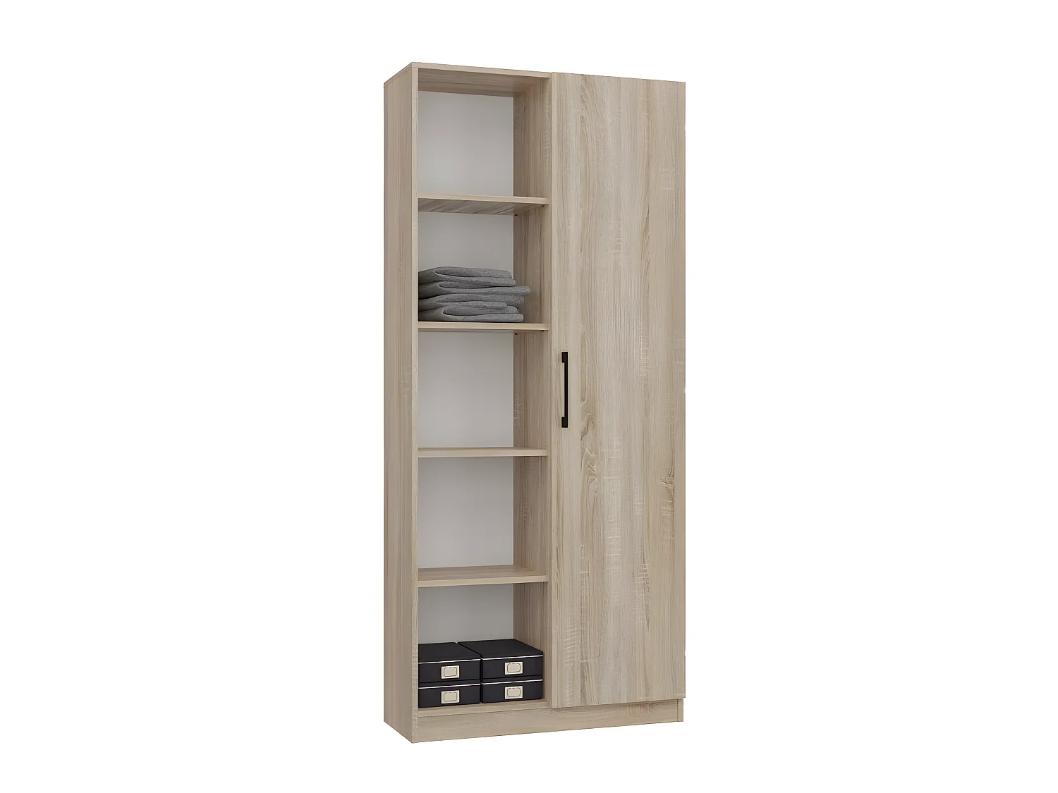 VILLME - Librería de diseño minimalista - 1 puerta + 10 estantes - 80x30x182 cm - Mueble de almacenaje