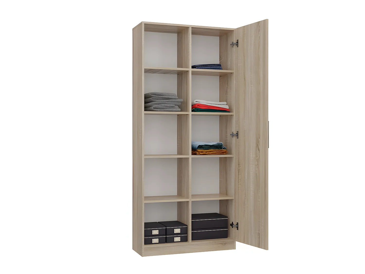 VILLME - Librería de diseño minimalista - 1 puerta + 10 estantes - 80x30x182 cm - Mueble de almacenaje