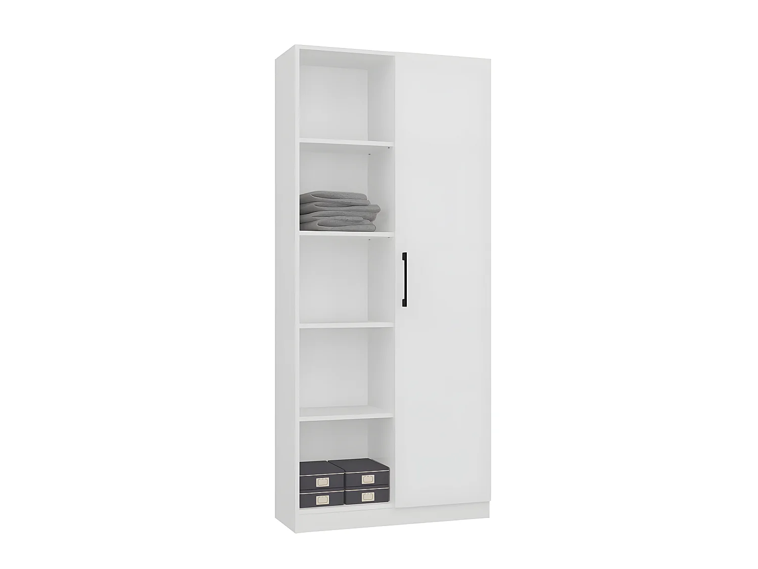 VILLME - Libreria dal design minimalista - 1 anta + 10 ripiani - 80x30x182 cm - Mobile contenitore
