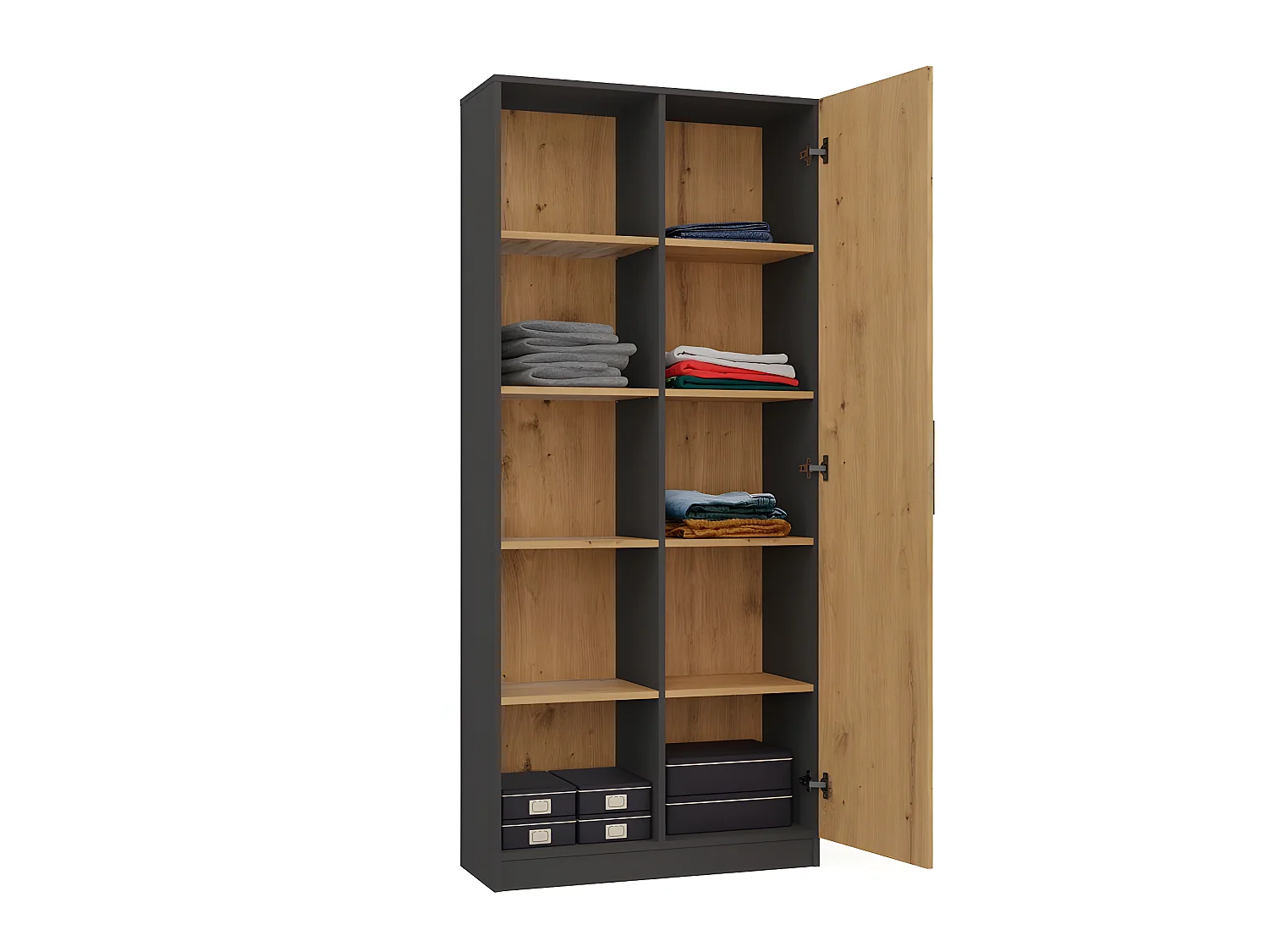 VILLME - Librería de diseño minimalista - 1 puerta + 10 estantes - 80x30x182 cm - Mueble de almacenaje