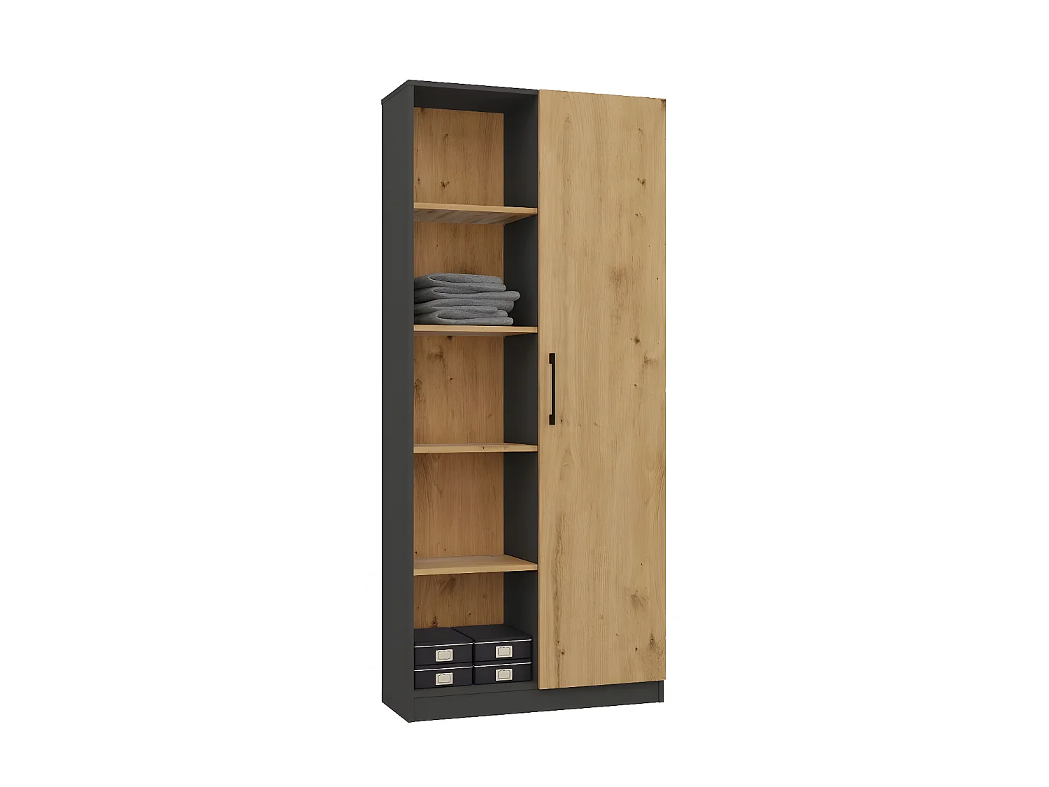VILLME - Librería de diseño minimalista - 1 puerta + 10 estantes - 80x30x182 cm - Mueble de almacenaje