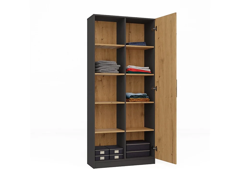 VILLME - Libreria dal design minimalista - 1 anta + 10 ripiani - 80x30x182 cm - Mobile contenitore