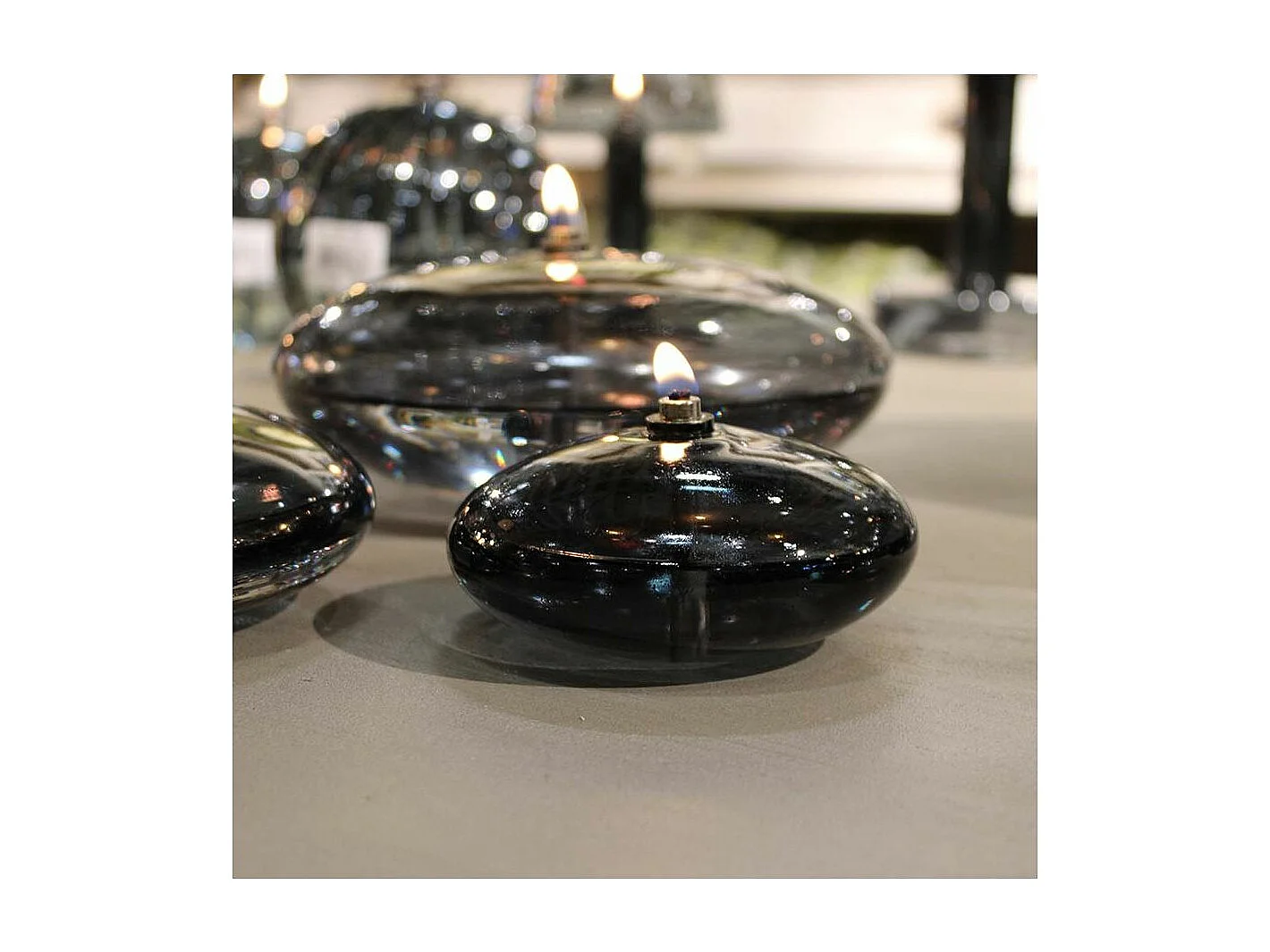 Lampe à huile en verre Ellipse 9 x 18 cm