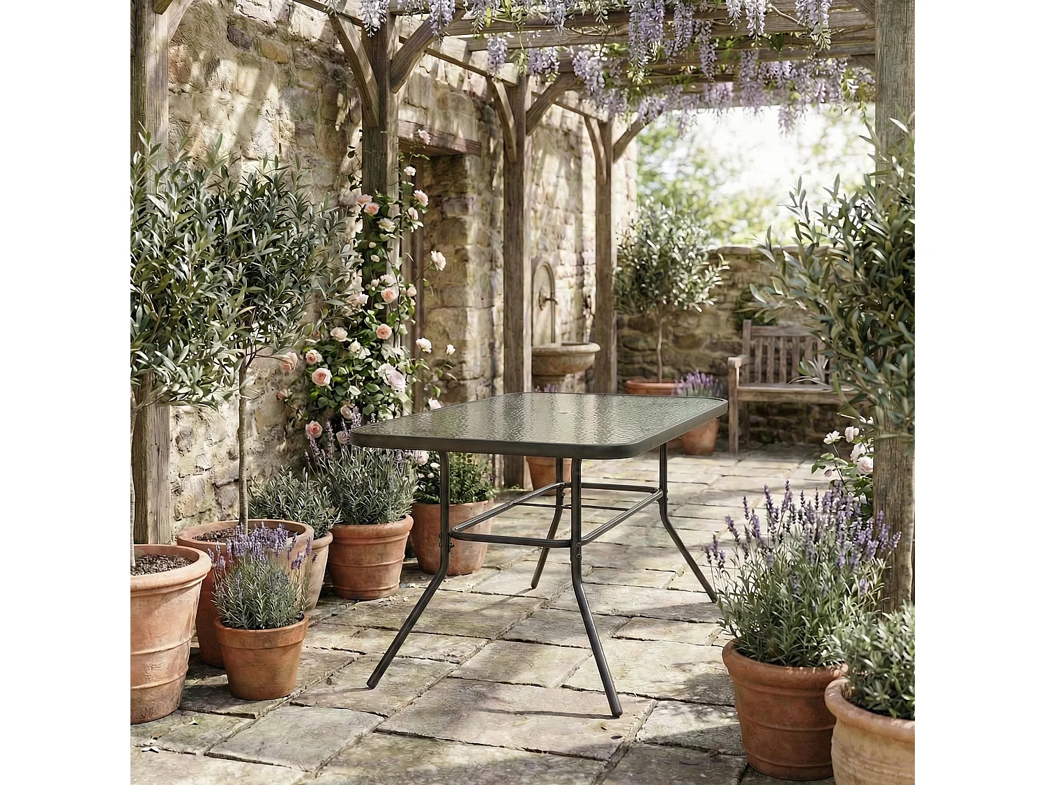Table de jardin en verre table à manger 110x55