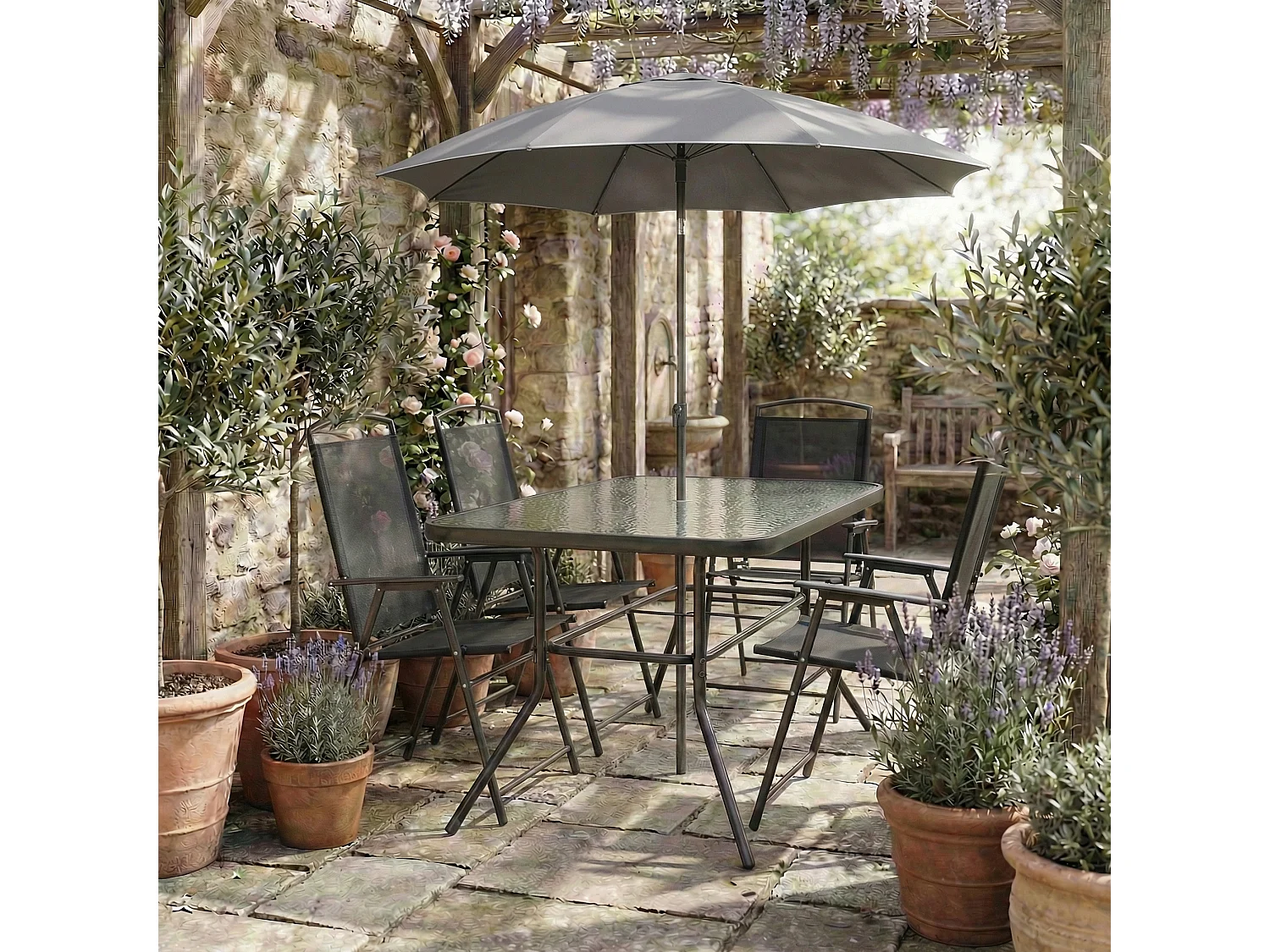 Table de jardin en verre table à manger 110x55