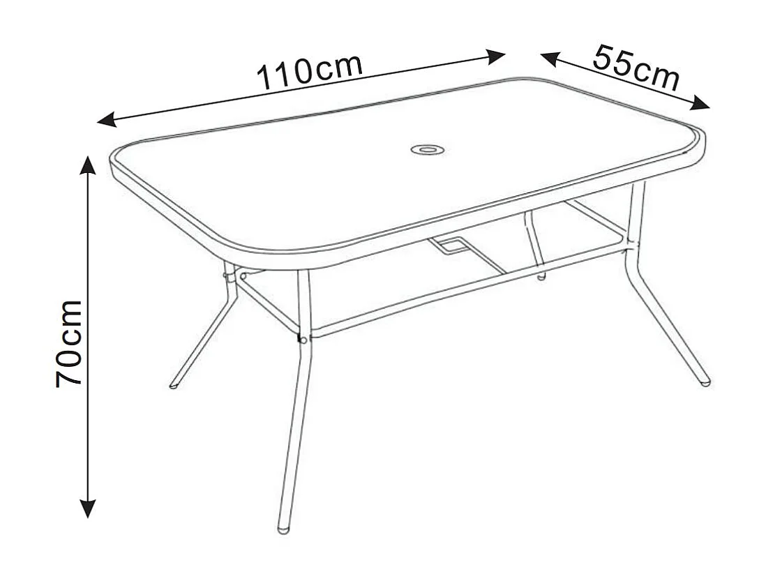 Table de jardin en verre table à manger 110x55