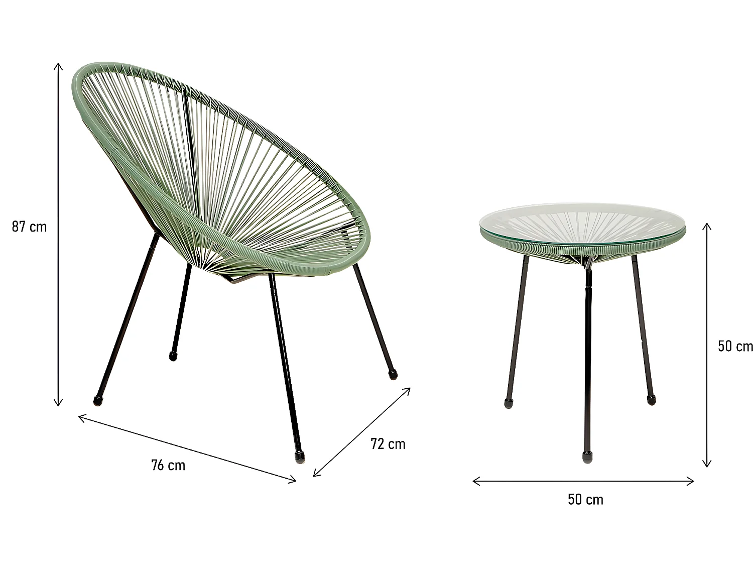 Set da giardino Acapulco "Liana" - 2 posti - Verde