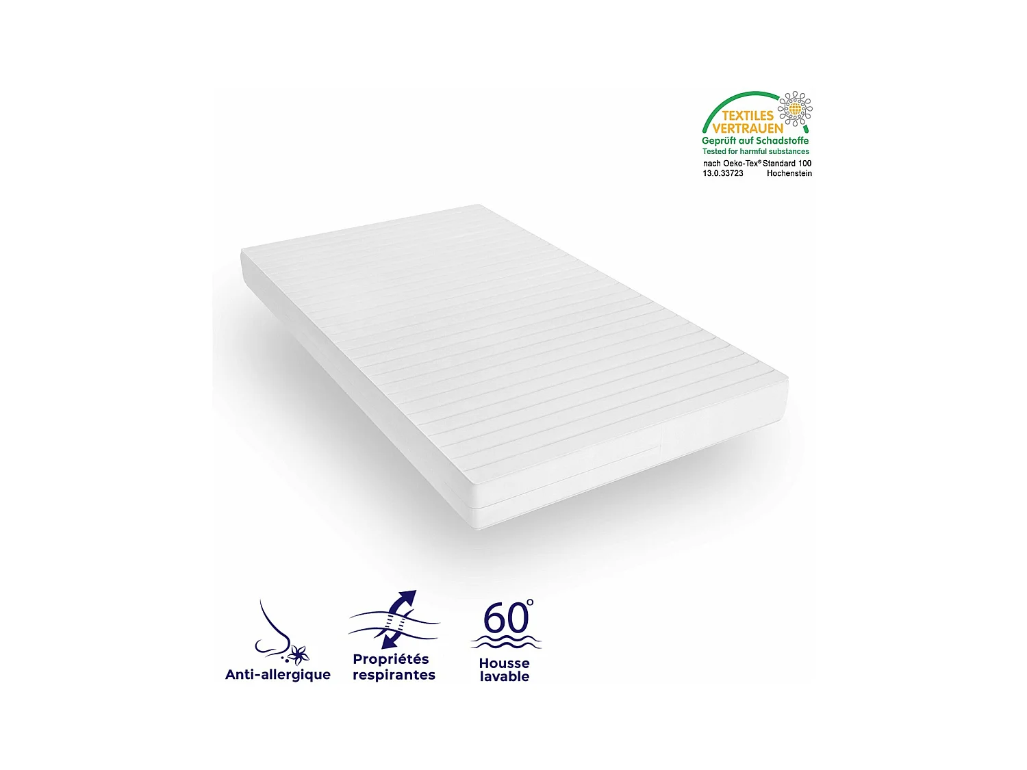 Matras met stevige ondersteuning - Matras met 7 zones en wasbare hoes - Matras 120x190