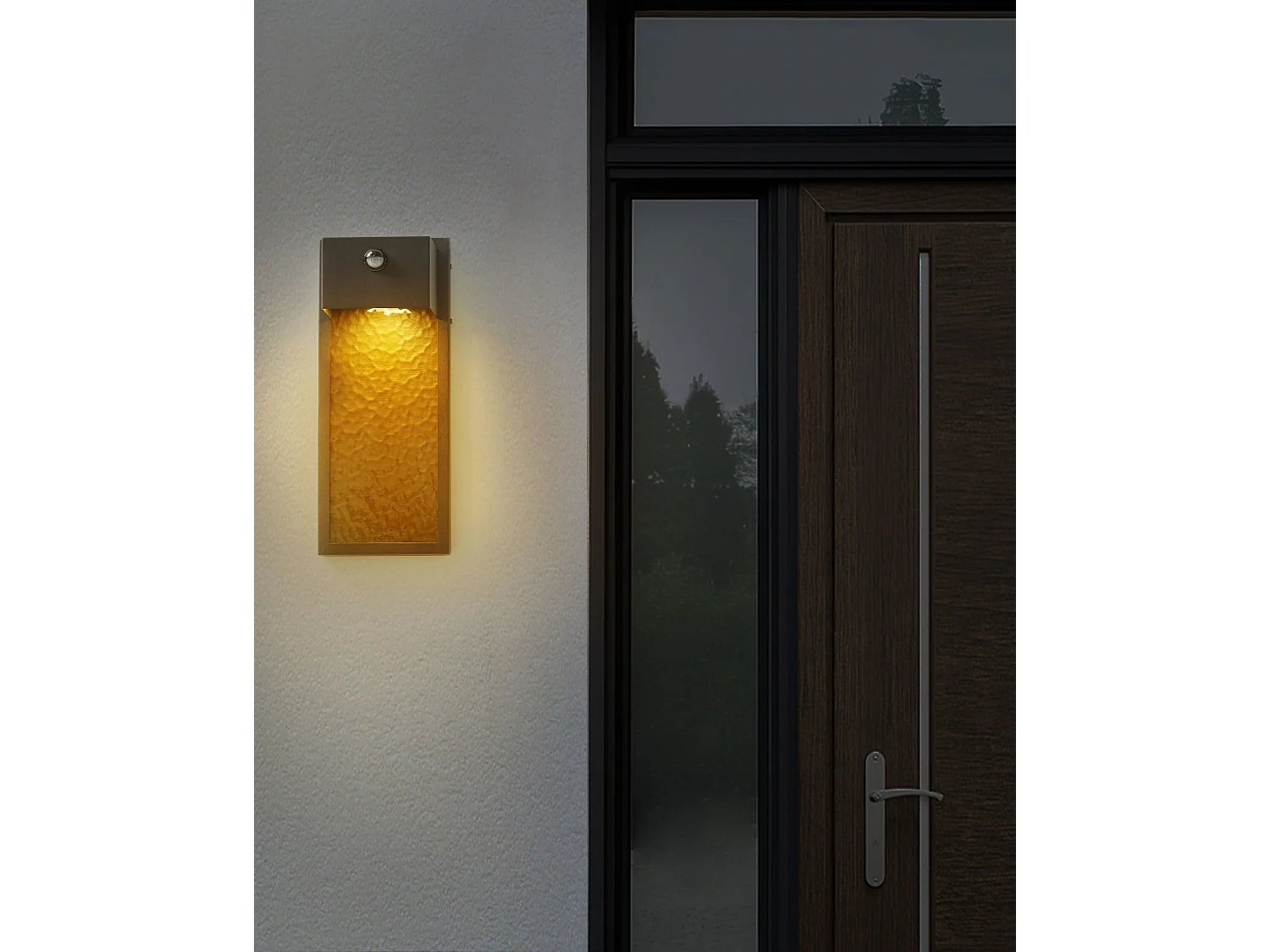 Wandleuchte LED Lampe 40 cm Metall Eisen Glas Modern Warmes Weißes Licht Bewegungssensor Grau Carron