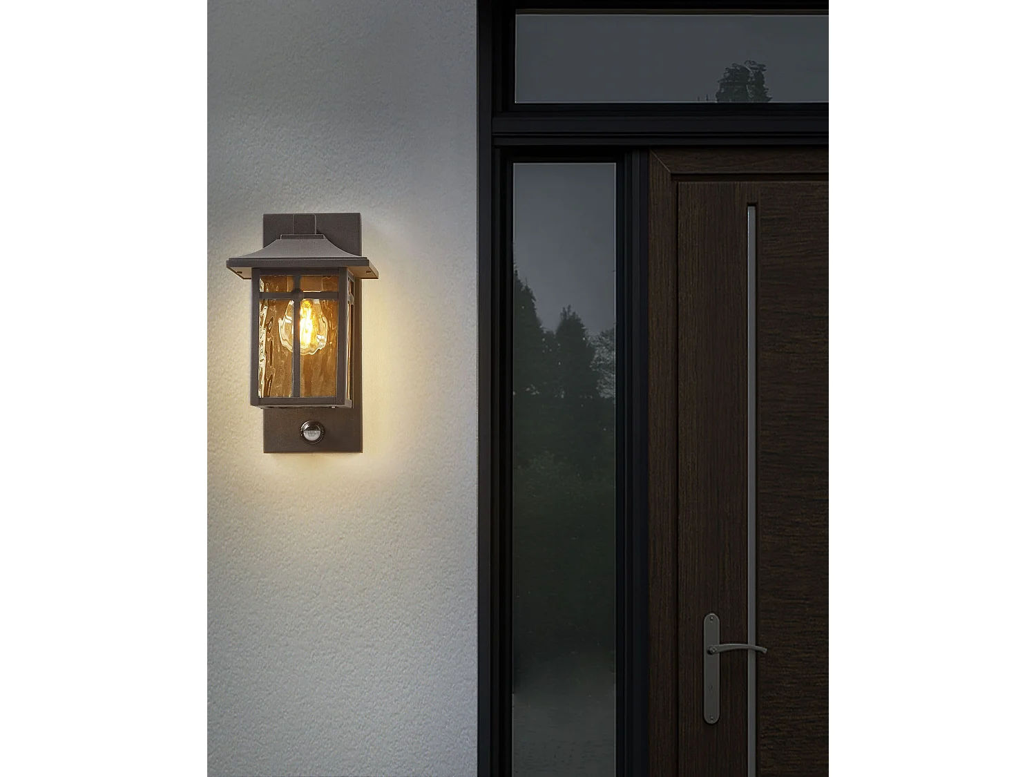 Lampa ścienna ogrodowa TEVIOT Z czujnikiem ruchu Czarny