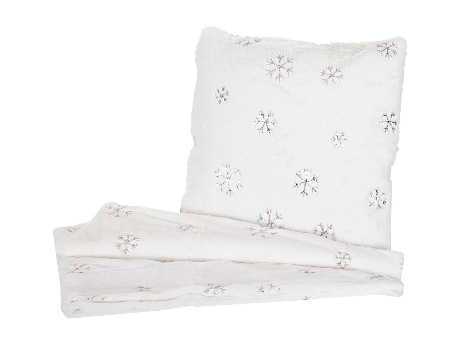 Couverture + coussin décoratif Neige (2 pièces)