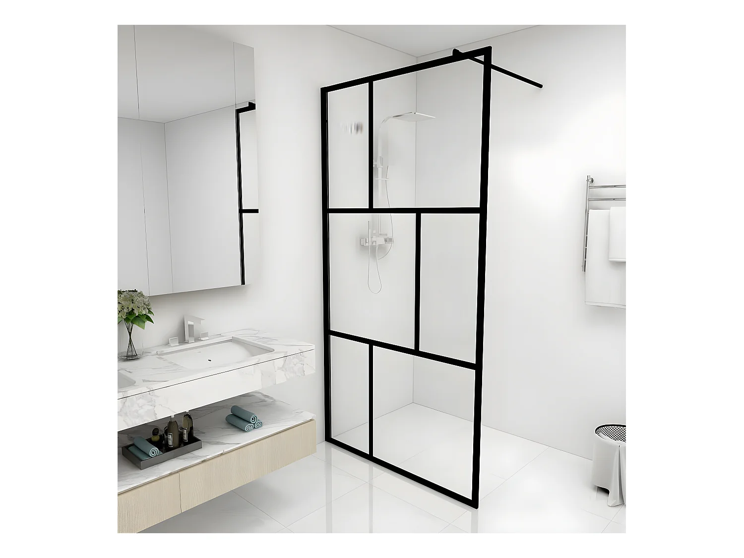 Paroi de douche à l'italienne avec verre trempé Noir 100x195 cm WVGQ4673