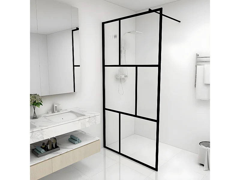 Paroi de douche à l'italienne avec verre trempé Noir 100x195 cm WVGQ4673