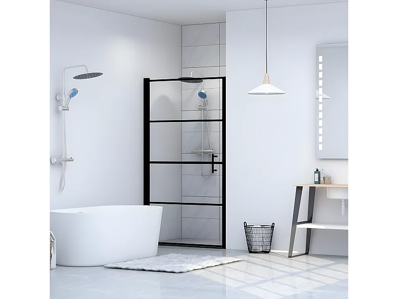Porte de douche Verre trempé 81x195 cm Noir WVGQ6894